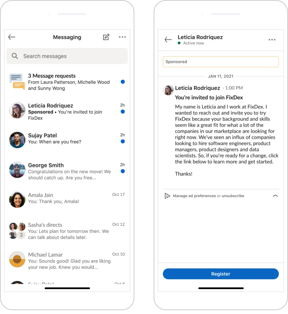 reklama v správe linkedin